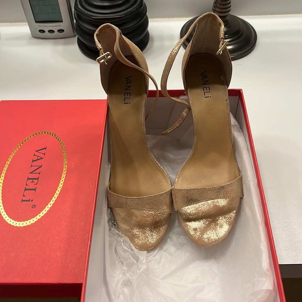 Gold kitten heel sandals